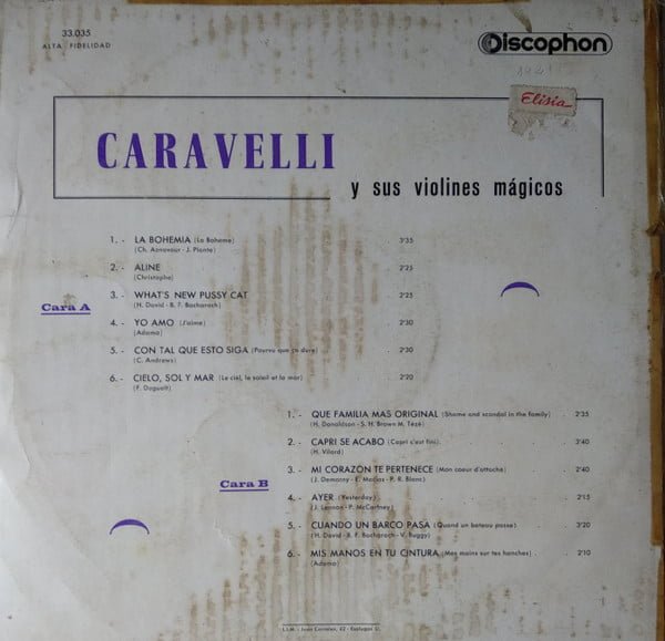 Caravelli* J'aime LP, Vinilos, Historia Nuestra