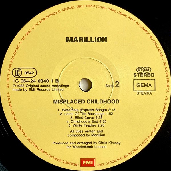 Marillion Misplaced Childhood-LP, Vinilos, Historia Nuestra