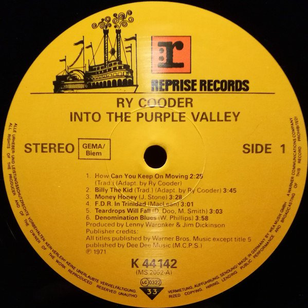 Ry Cooder Into The Purple Valley LP, Vinilos, Historia Nuestra