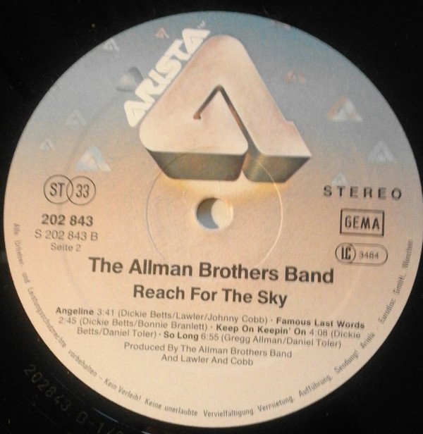 The Allman Brothers Band Reach For The Sky-LP, Vinilos, Historia Nuestra