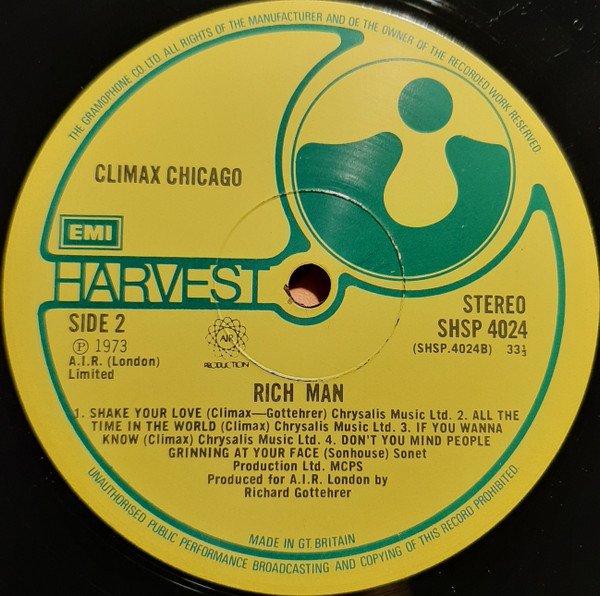 Climax Chicago* Rich Man-LP, Vinilos, Historia Nuestra