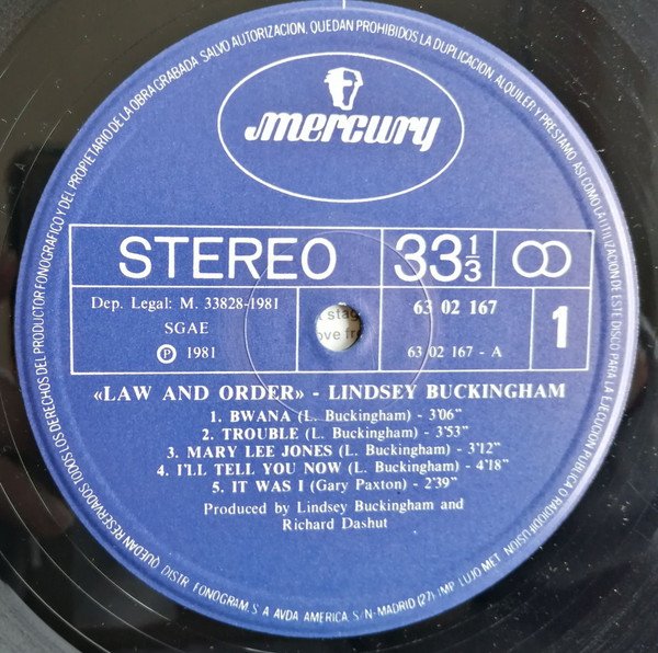 Lindsey Buckingham Law And Order-LP, Vinilos, Historia Nuestra