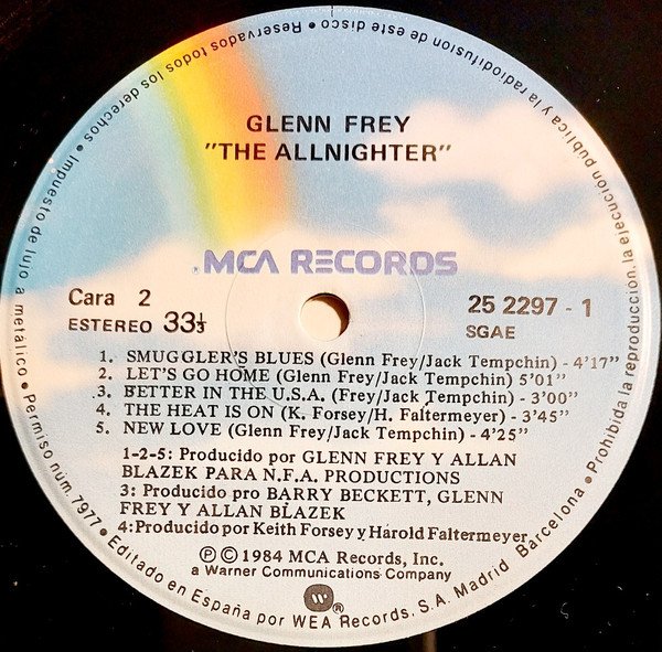 Glenn Frey The Allnighter-LP, Vinilos, Historia Nuestra