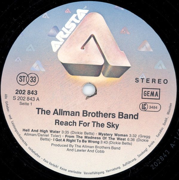 The Allman Brothers Band Reach For The Sky-LP, Vinilos, Historia Nuestra