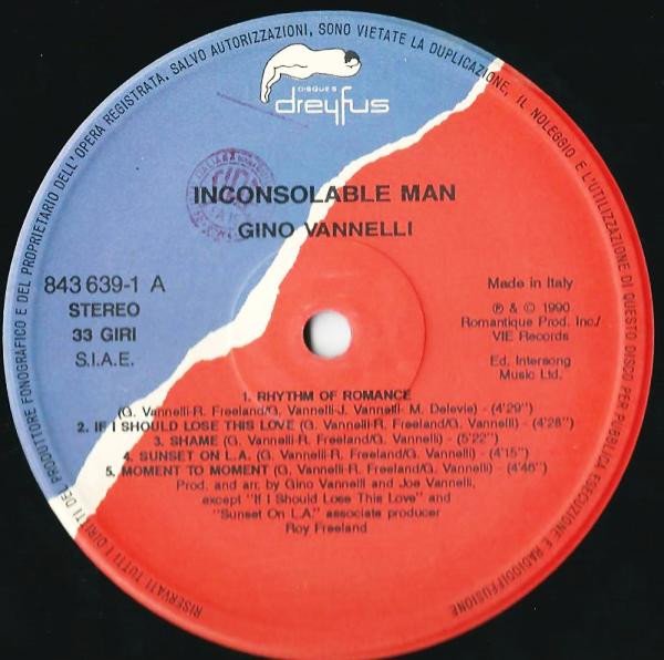 Gino Vannelli Inconsolable Man-LP, Vinilos, Historia Nuestra