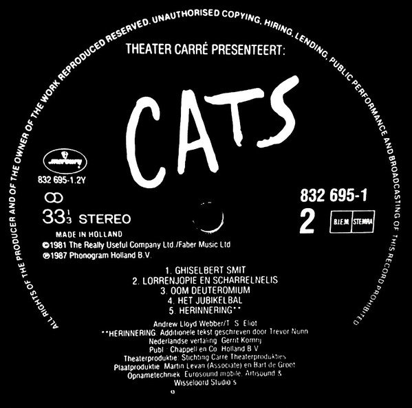 Andrew Lloyd Webber Cats (Nederlandstalige Versie)-2xLP, Vinilos, Historia Nuestra