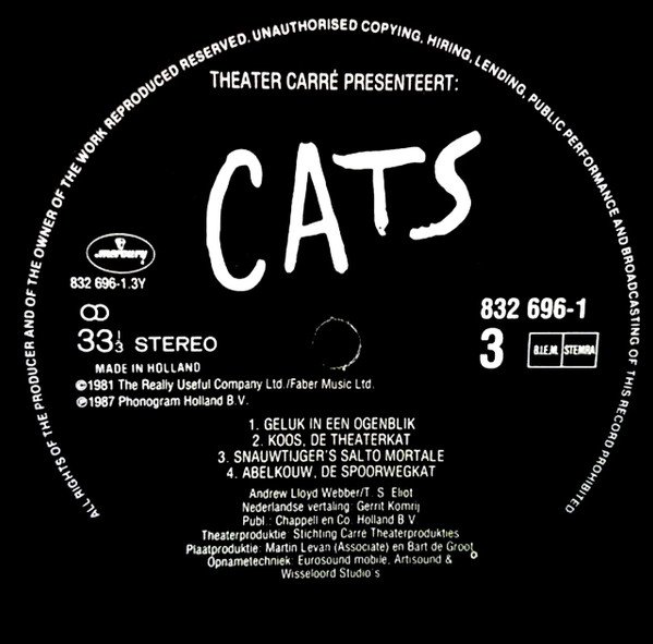 Andrew Lloyd Webber Cats (Nederlandstalige Versie)-2xLP, Vinilos, Historia Nuestra