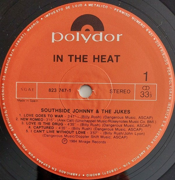 Southside Johnny & The Jukes* In The Heat-LP, Vinilos, Historia Nuestra