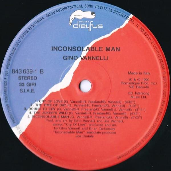 Gino Vannelli Inconsolable Man-LP, Vinilos, Historia Nuestra
