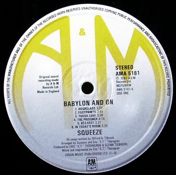 Squeeze Babylon And On LP, Vinilos, Historia Nuestra