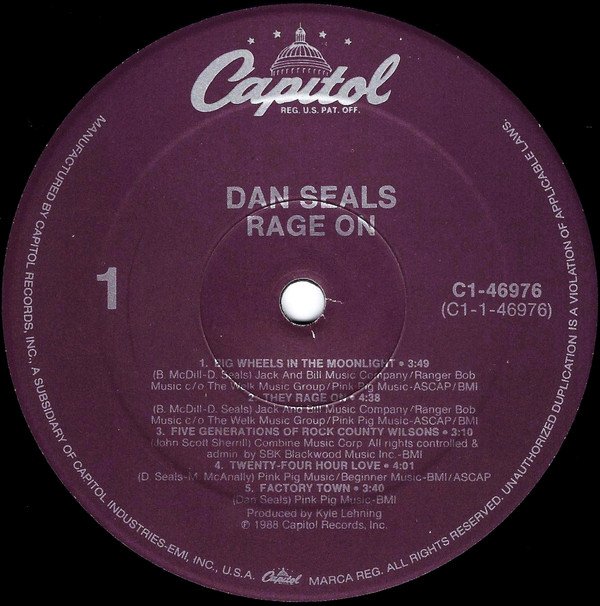 Dan Seals Rage On LP, Vinilos, Historia Nuestra