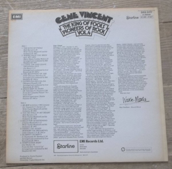 Gene Vincent The King Of Fools LP, Vinilos, Historia Nuestra