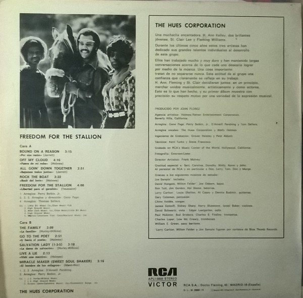 The Hues Corporation Freedom For The Stallion LP, Vinilos, Historia Nuestra