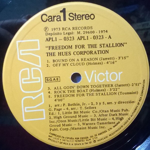 The Hues Corporation Freedom For The Stallion LP, Vinilos, Historia Nuestra