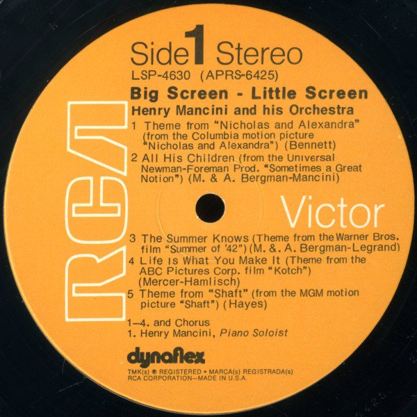 Henry Mancini, His Orchestra And Chorus* Big Screen - Little Screen LP, Vinilos, Historia Nuestra