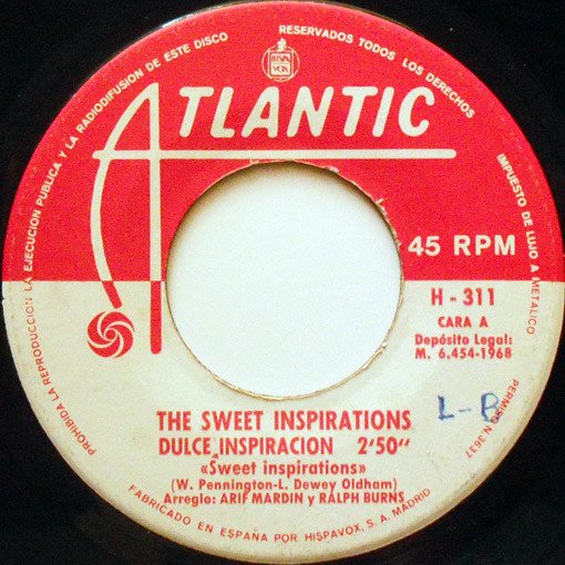 The Sweet Inspirations Dulce Inspiracion / Estoy Triste-, Vinilos, Historia Nuestra