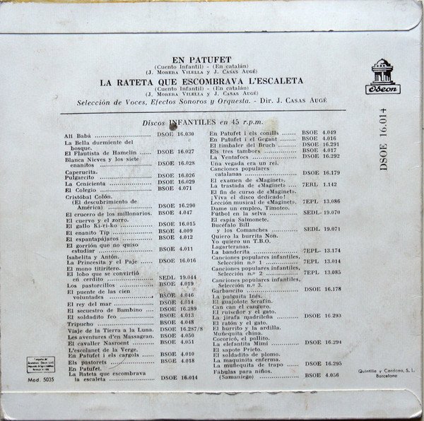 Various La Rateta Que Escombrava L'Escaleta / En Patufet-, Vinilos, Historia Nuestra