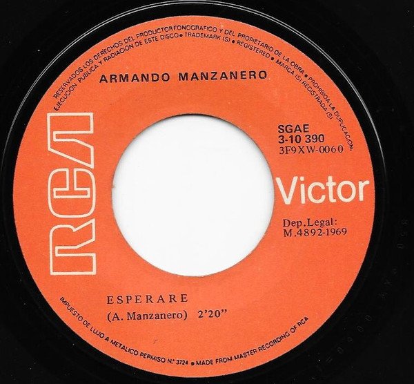 Armando Manzanero Puedo Morir Mañana / Esperare-, Vinilos, Historia Nuestra