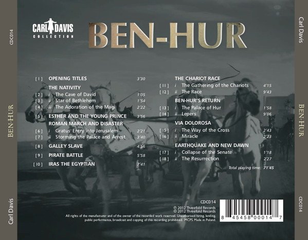 Carl Davis, Royal Liverpool Philharmonic Orchestra Ben-Hur (1925)-7, CDs, Historia Nuestra