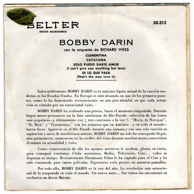 Bobby Darin Clementina-, Vinilos, Historia Nuestra