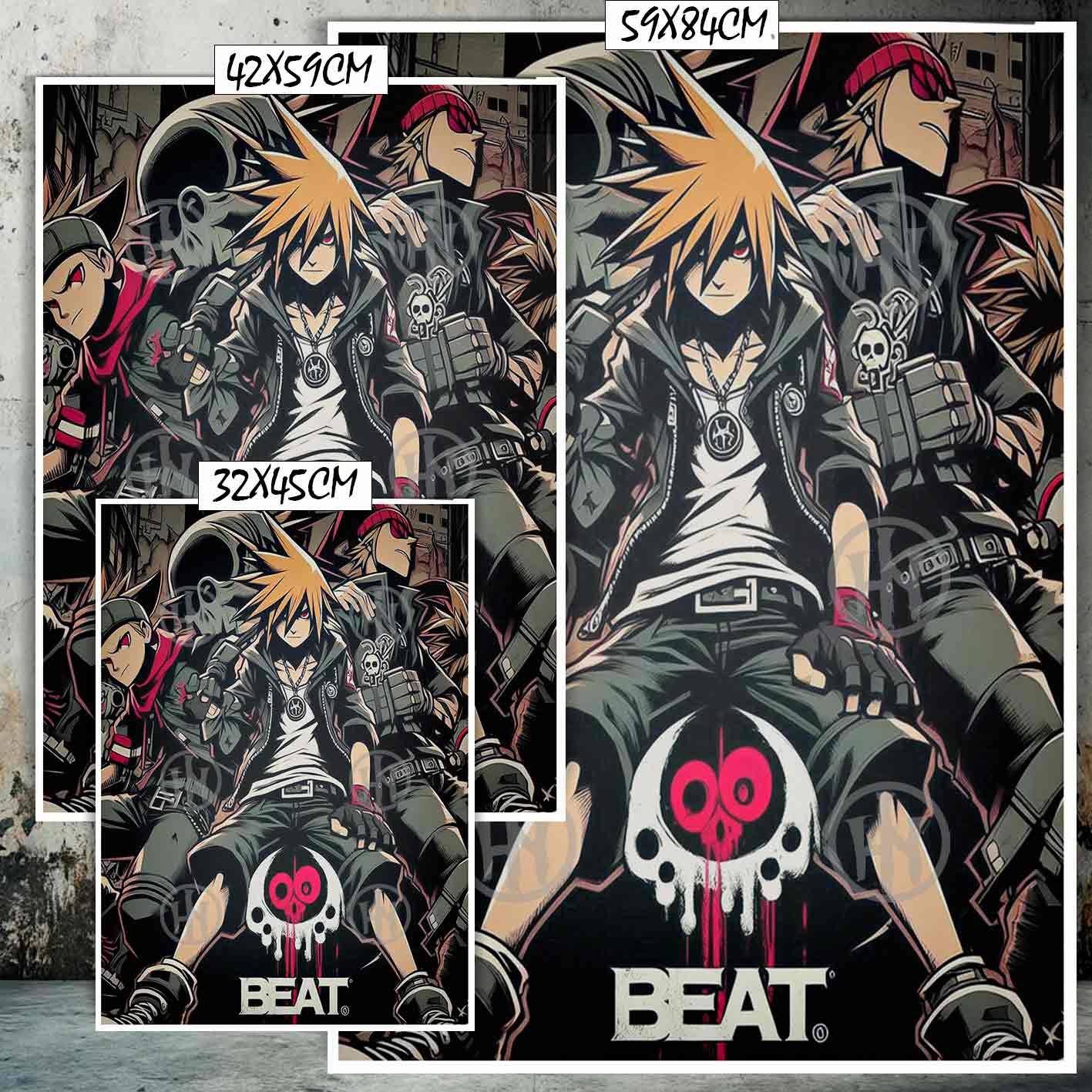 Beat The World Ends with You Manga Aventura Poster de, Beat The World Ends with You-El Póster Personalizado, Historia Nuestra