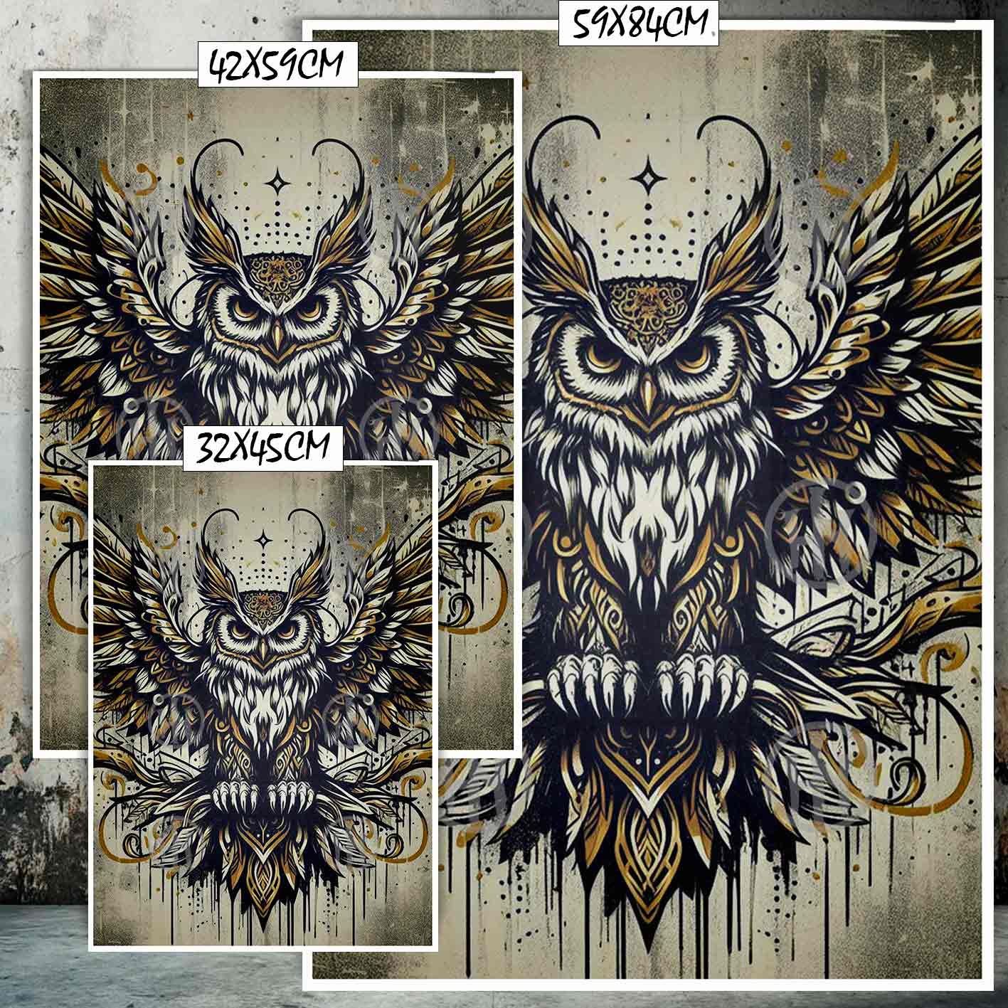 Buho Tatuajes Estilos Poster de Historia Nuestra, Buho-El Póster Personalizado, Historia Nuestra