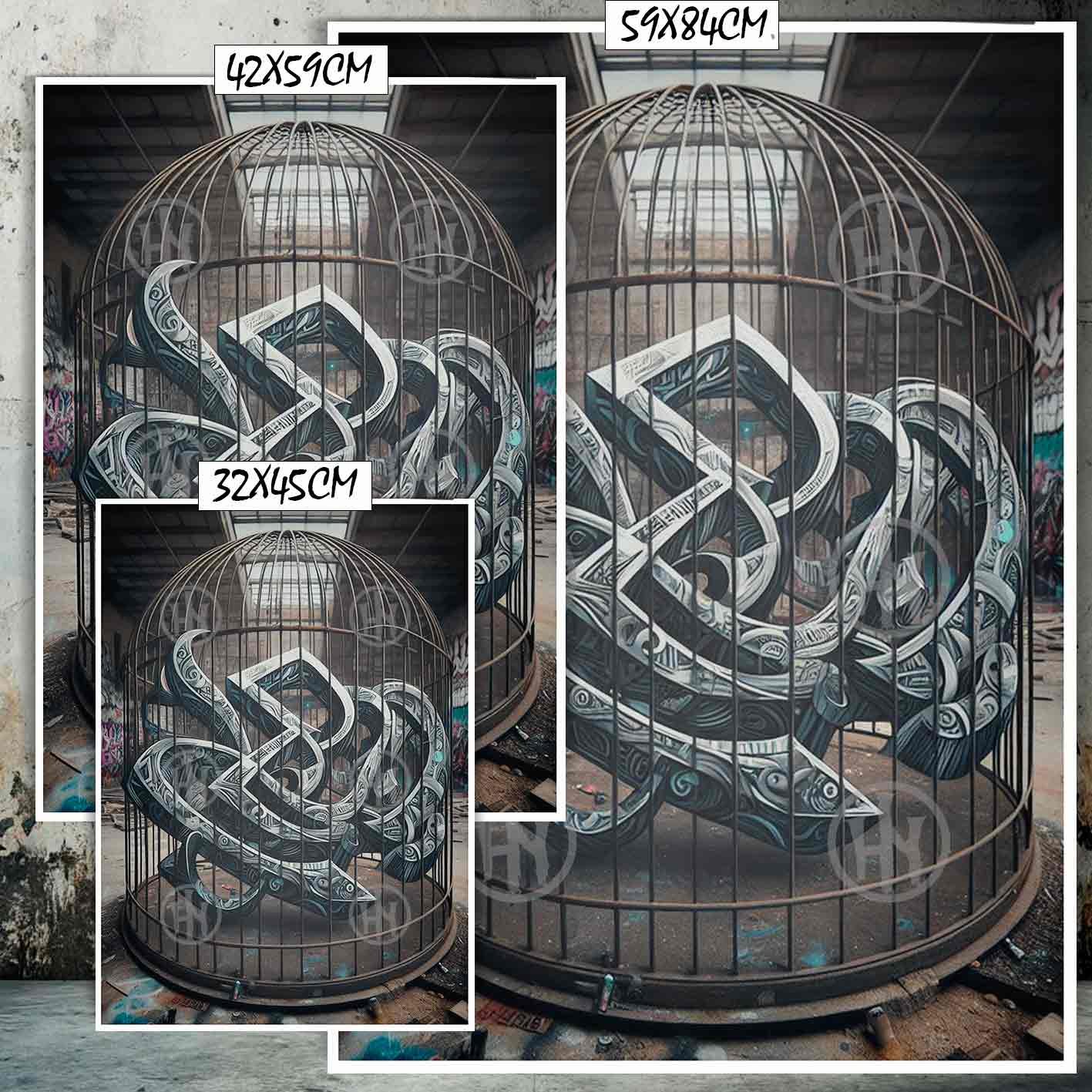 Jaula Tatuajes Street Art Poster de Historia Nuestra, Jaula-El Póster Personalizado, Historia Nuestra