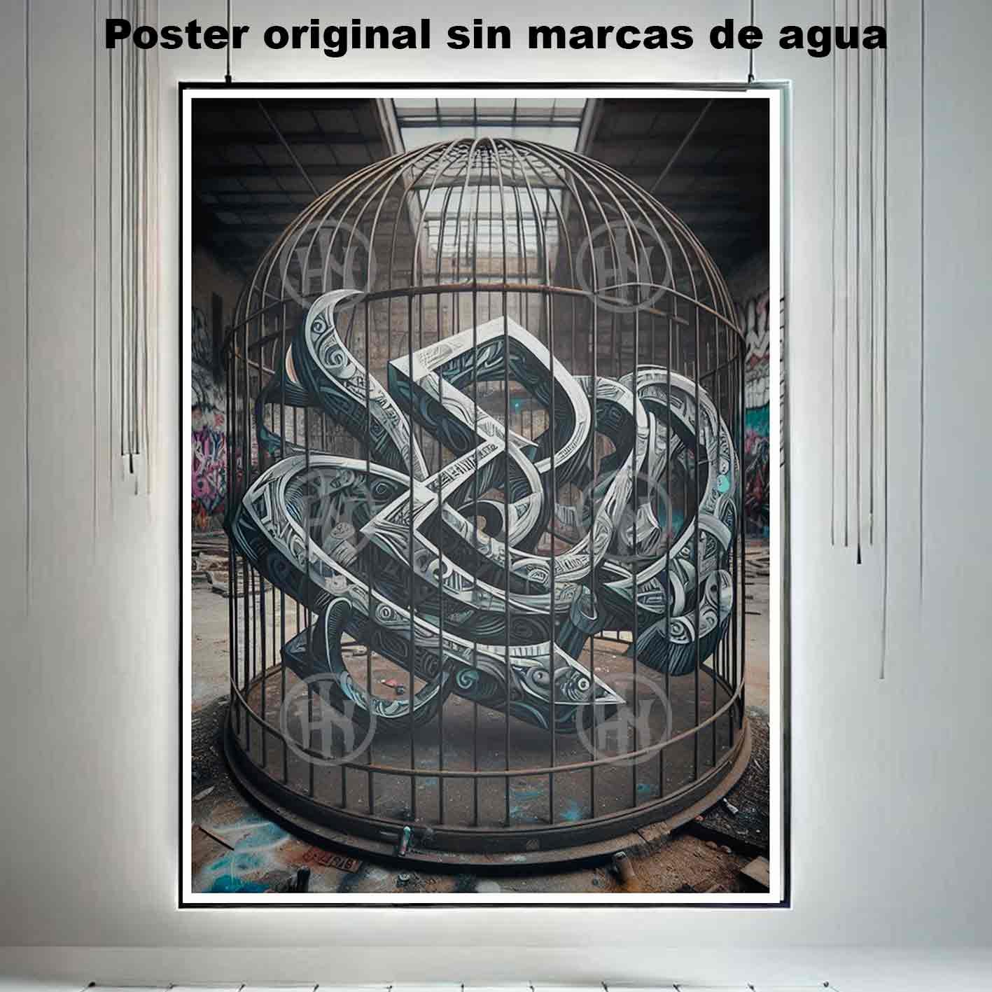 Jaula Tatuajes Street Art Poster de Historia Nuestra, Jaula-El Póster Personalizado, Historia Nuestra