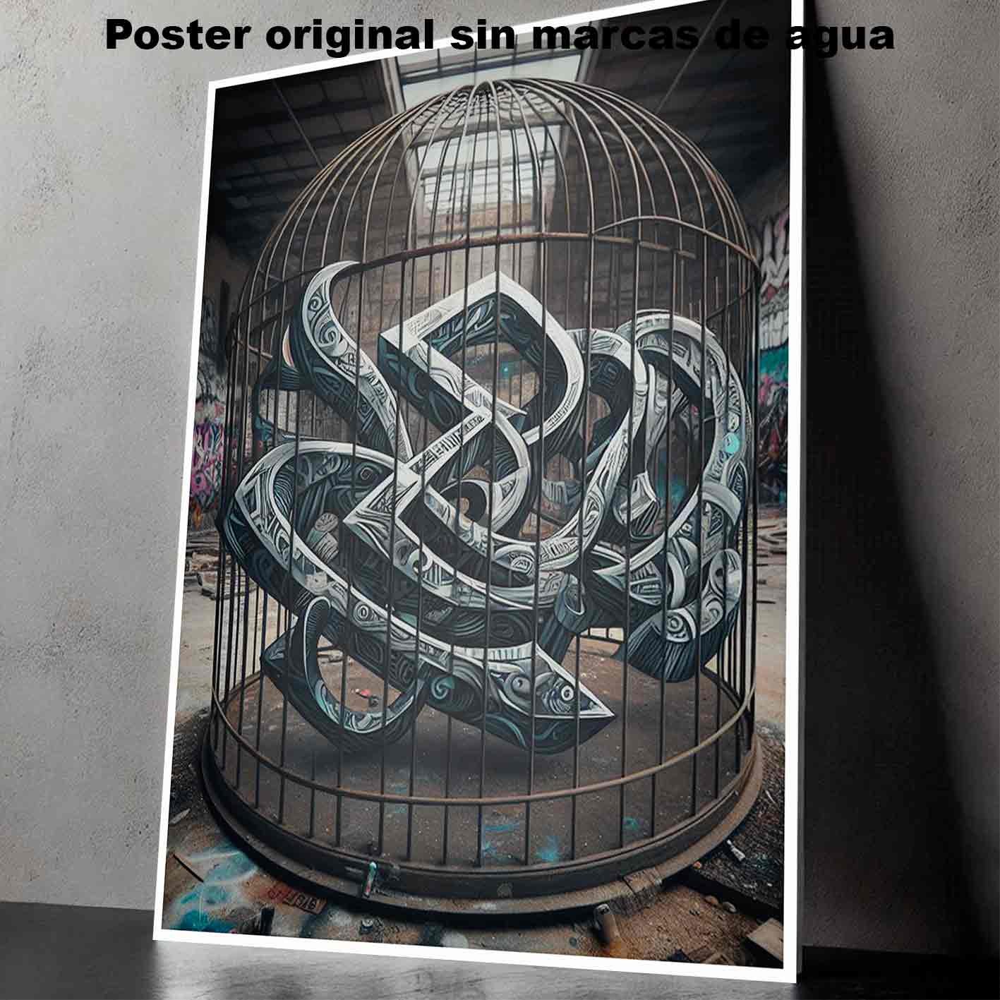 Jaula Tatuajes Street Art Poster de Historia Nuestra, Jaula-El Póster Personalizado, Historia Nuestra