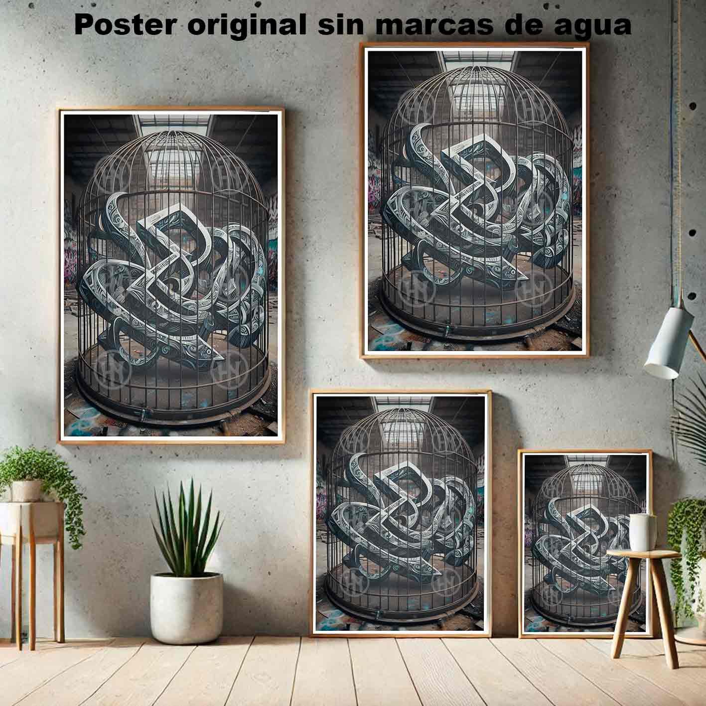 Jaula Tatuajes Street Art Poster de Historia Nuestra, Jaula-El Póster Personalizado, Historia Nuestra