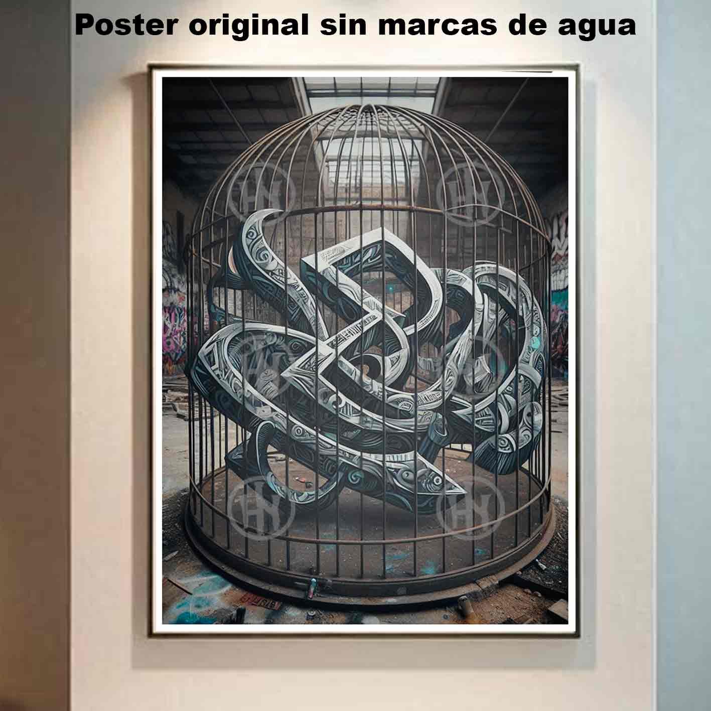Jaula Tatuajes Street Art Poster de Historia Nuestra, Jaula-El Póster Personalizado, Historia Nuestra