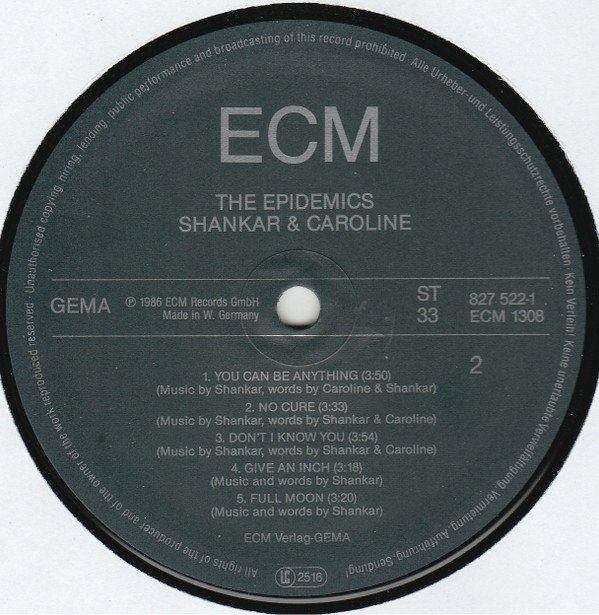 Avantgarde, LP, New Wave, Pop Rock, Synthpop, The Epidemics : Shankar / Caroline | Historia Nuestra