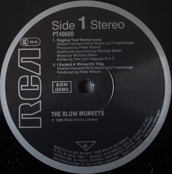 12 inch, Pop Rock, Synthpop, The Blow Monkeys | Historia Nuestra