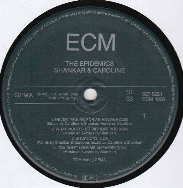 Avantgarde, LP, New Wave, Pop Rock, Synthpop, The Epidemics : Shankar / Caroline | Historia Nuestra