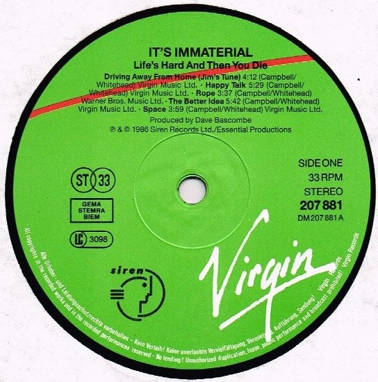 Downtempo, Experimental, Folk Rock, It's Immaterial, Leftfield, LP, Synthpop | Historia Nuestra