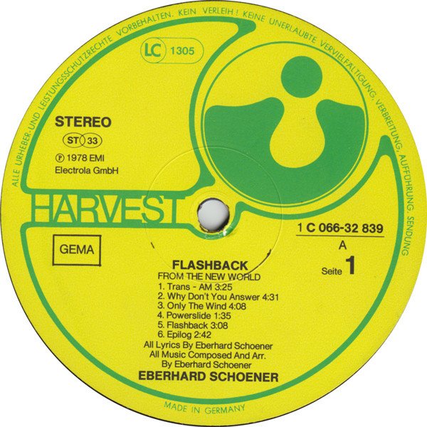 Art Rock, Eberhard Schoener, LP, Modern Classical, Prog Rock | Historia Nuestra