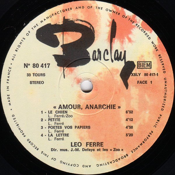 Chanson, Leo Ferre*, LP | Historia Nuestra