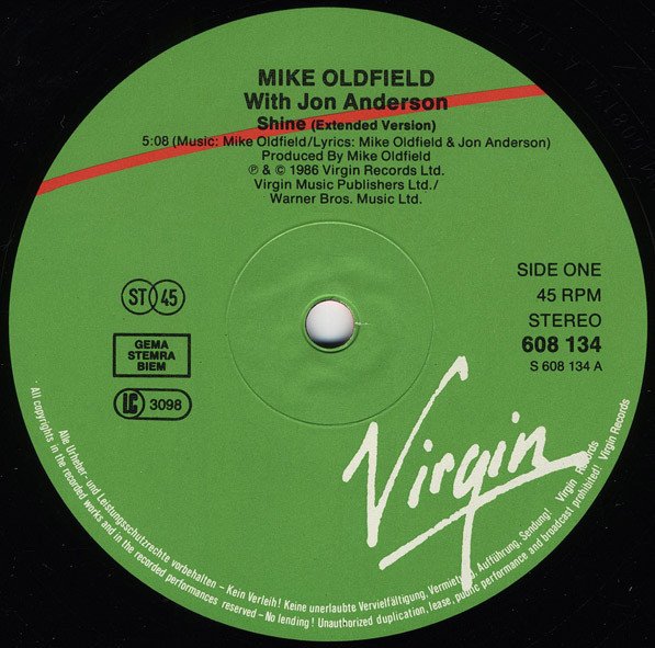 12 inch, Mike Oldfield With Jon Anderson, Synthpop | Historia Nuestra