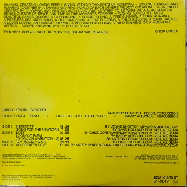 Avantgarde Jazz, Circle, LP | Historia Nuestra