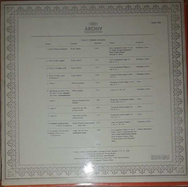 Coro De Monjes De La Abadía De Santo Domingo De Silos*, Dom Ismael Fernández De La Cuesta*, Early, LP, Medieval, Religious | Historia Nuestra