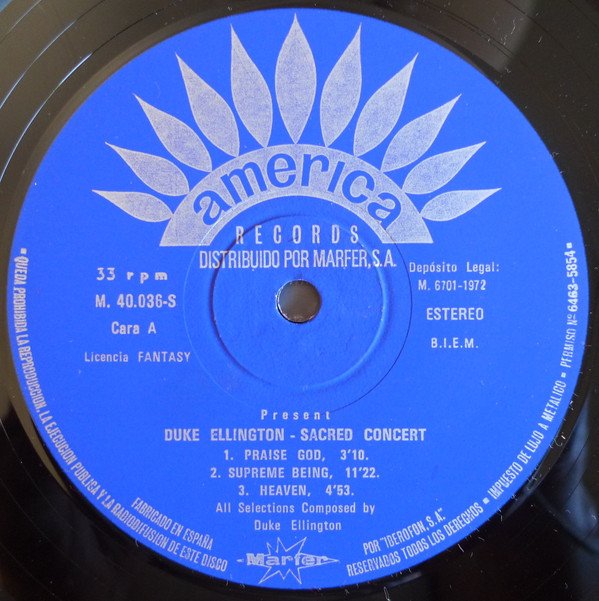 Big Band, Duke Ellington, Gospel, LP, Religious, Vocal | Historia Nuestra