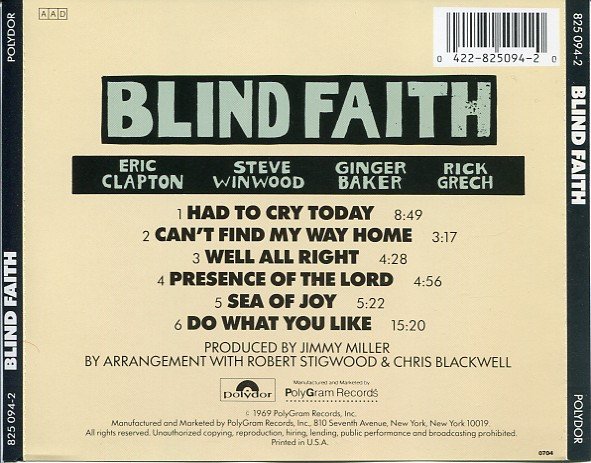 Blind Faith, Blues Rock, CD, Classic Rock | Historia Nuestra