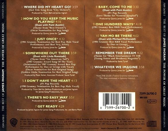 Ballad, CD, James Ingram, Rhythm Blues, Soul, Theme, Vocal | Historia Nuestra