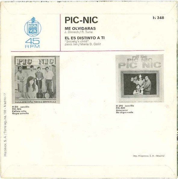 7 inch, Ballad, Pic-Nic, Sunshine Pop | Historia Nuestra