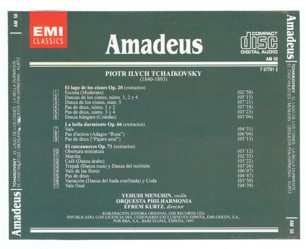 CD, Efrem Kurtz, Orquesta Philarmonia*, Tchaikovsky*, Yehudi Menuhin | Historia Nuestra