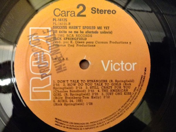 AOR, LP, Pop Rock, Rick Springfield | Historia Nuestra