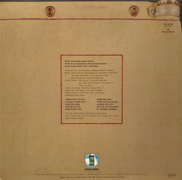 Country Rock, Jackson Browne, LP | Historia Nuestra