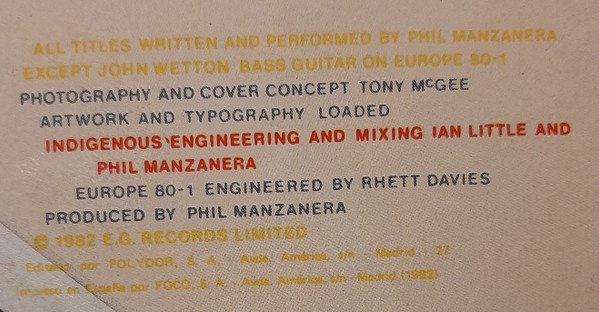 Art Rock, Experimental, LP, Phil Manzanera | Historia Nuestra