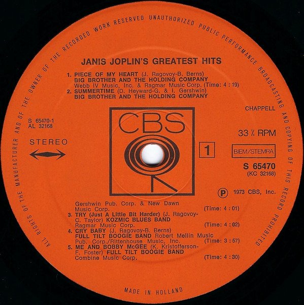 Blues Rock, Janis Joplin, LP | Historia Nuestra