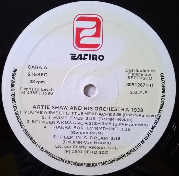 Artie Shaw And His Orchestra, Big Band, LP, Swing | Historia Nuestra